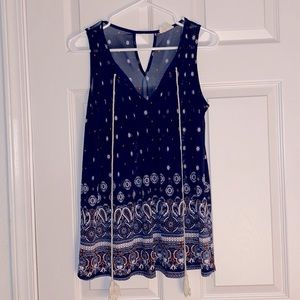 Navy blue, white and red sheer coverup